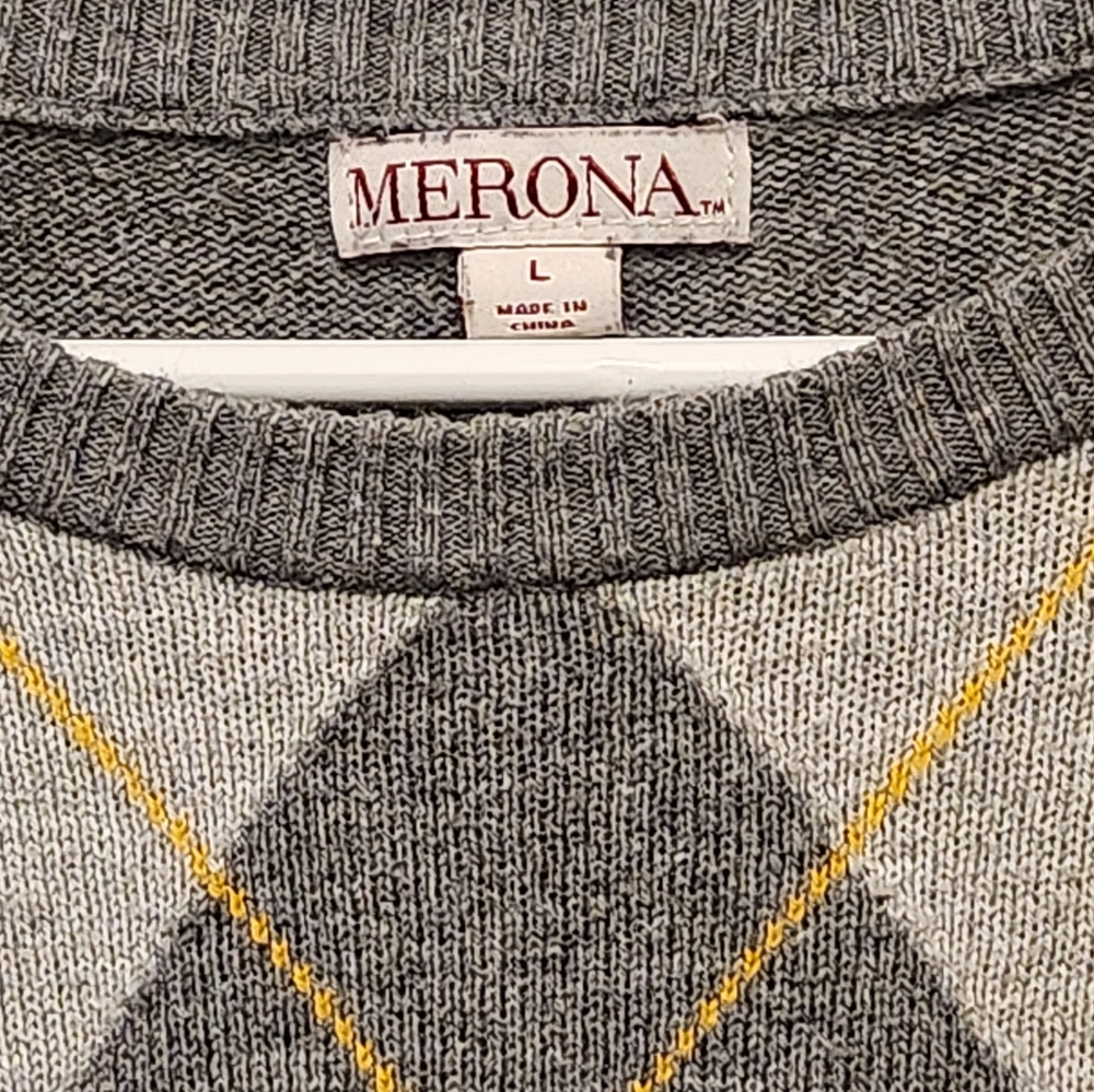 Merona gray yellow Argyle sweater - Picture 2 of 2